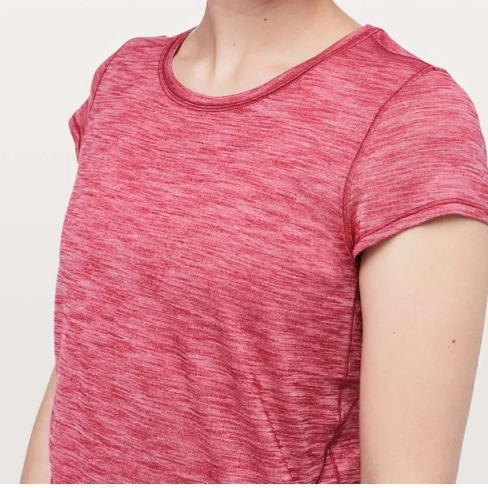 Lululemon Another Mile Short Sleeve Heathered Violet Red Size 4
